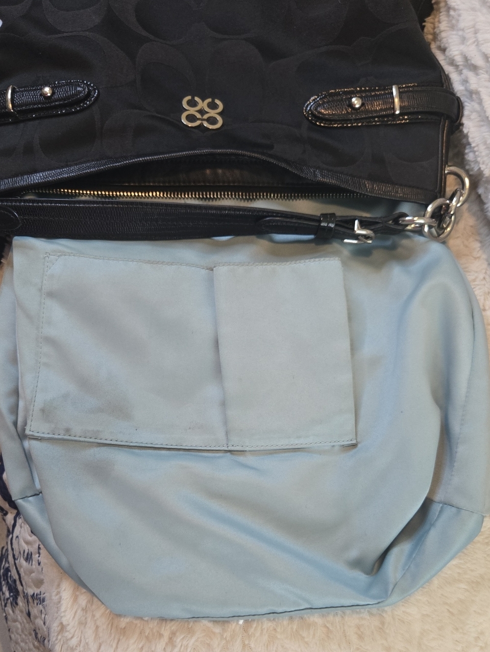 Coach Black Signature Hobo Shoulder Bag with Silver Hardware LIKE NEW CONDITION - Picture 10 of 10